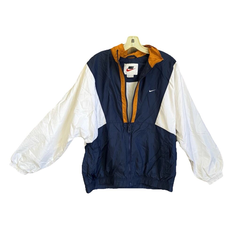 Vintage Women's Nike Windbreaker Full Zip Jacket Size XL 12-14 Blue Orange White